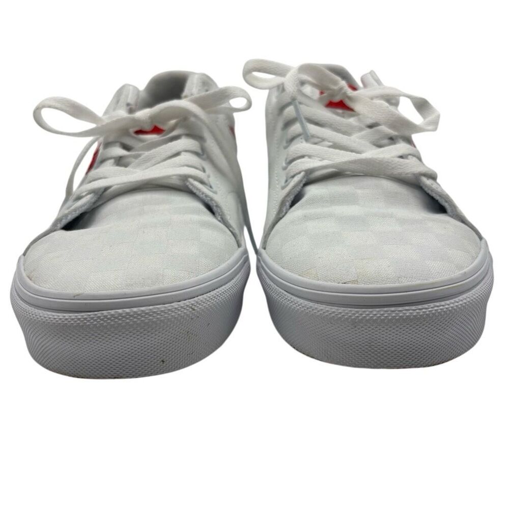 Vans Ward Low Top Sneakers White Checkerboard Red Logo Lace Up Skate Shoes W-9.5 - Picture 4 of 8